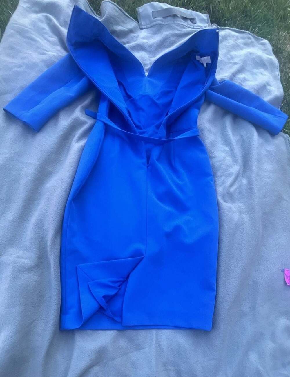 Hobbs London Dianna Cobalt Blue V-Neck Belted Sheath Dress - Picture 8 of 10